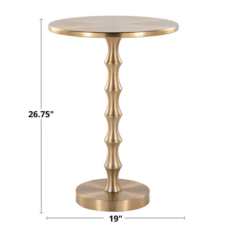 26.75" Contemporary Metal Accent Table In Gold Metal