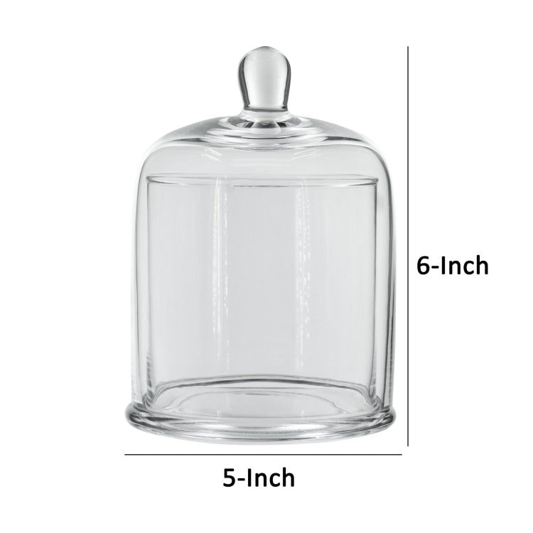 Set Of 2 Large Glass Serving Platters With Dome And Finial Handle, Clear