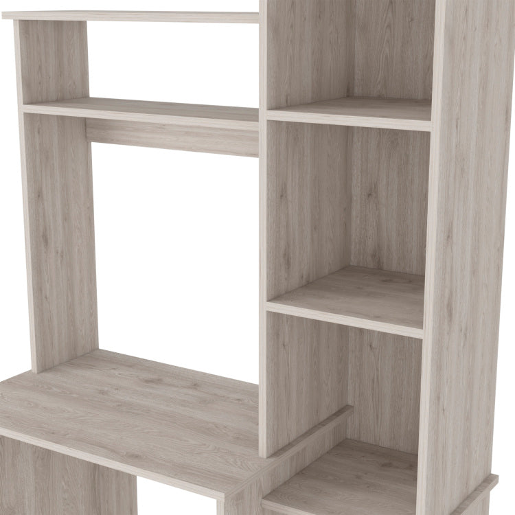 Aramis Desk, Five Shelves, Two Superior Shelves, Light Gray