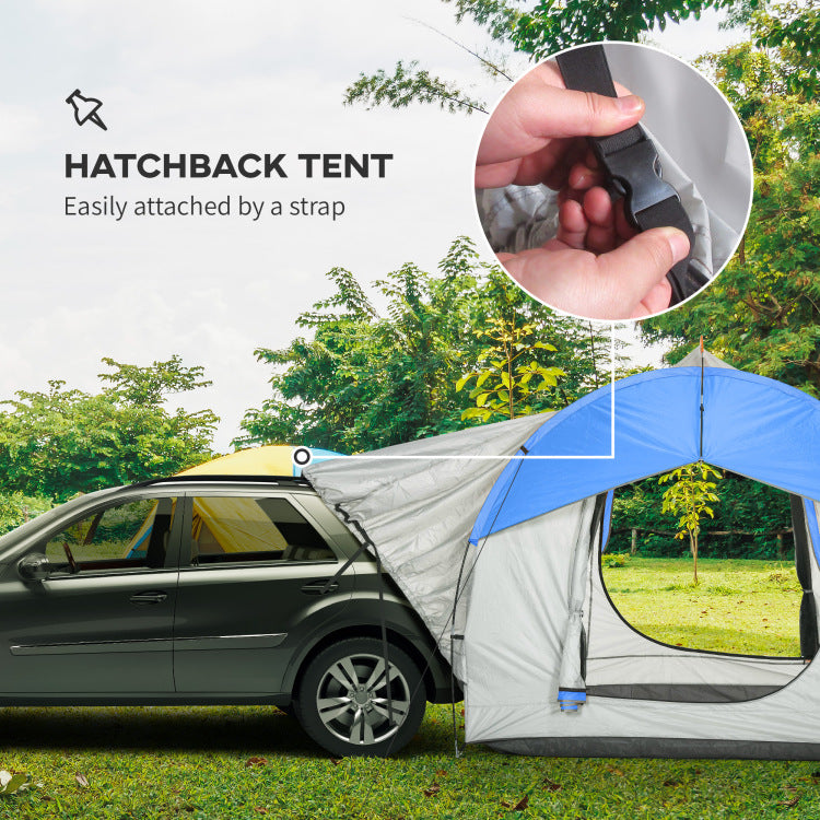 Outsunny Suv Tent, 2000Mm Waterproof Truck Tent With 3 Doors And Mesh Window, For 5 6 Person Camping Outdoor Travel, 7.5' L X 6.9' W X 6.9' H, Gray And Blue