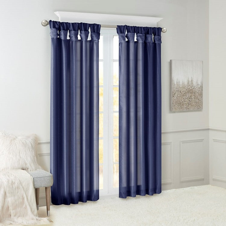 Twist Tab Lined Window Curtain Panel Navy 50X84"