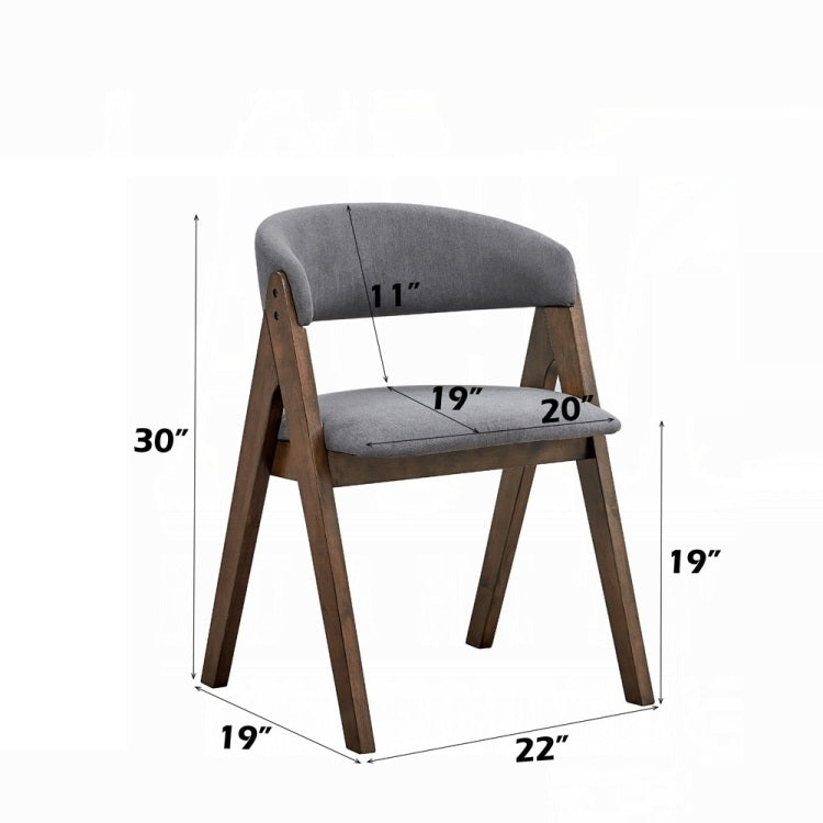 Walnut Finish Side Chairs Set Of 2, Upholstered Seat And Back Wooden Modern Dining Furniture