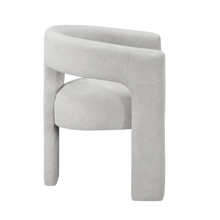 Modern Luxury Dining Furniture Elegant Side Chairs Set Of 2 Light Gray Soft Boucle Fabric Plush Upholstery Comfortable, Chairs For Restaurant Aesthetic
