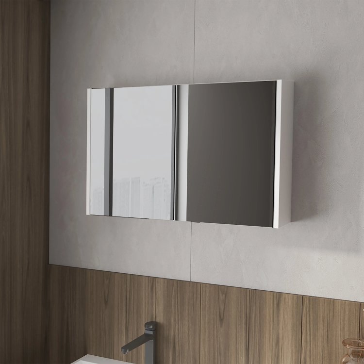 White Medicine Cabinet With Included Mirrors And 2 Doors