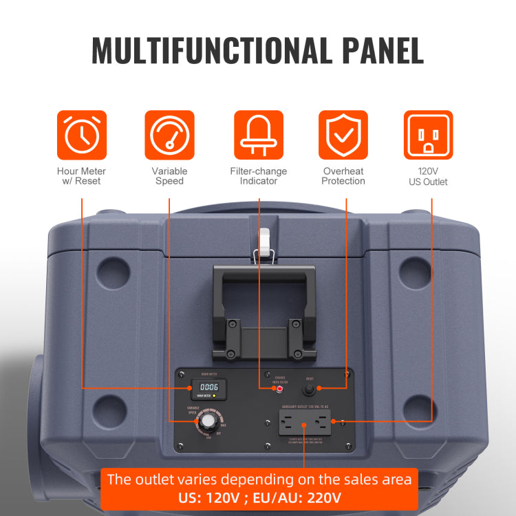 Air Scrubber With 3 Stage Filtration, Stackable Negative Air Machine 550 Cfm, Air Cleaner With Merv10, Carbon, H13 Hepa, For Home, Industrial And Commercial Use