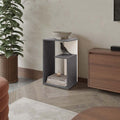Onix And White Side Table In Melamine With Open Storage