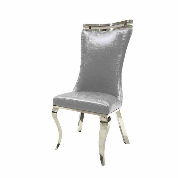 Glam Style 2Pc Side Chair Leather Upholstered Tiger Printed Saber Legs Silver Finish Dining Room