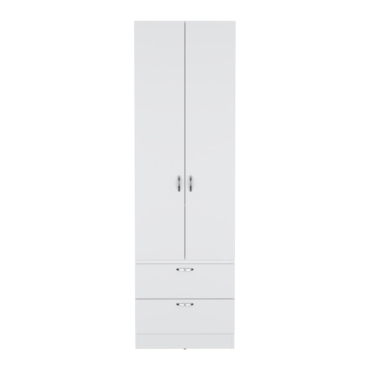 Armoire Wardrove 76" H, Hanging Rod, 2 Drawers, 1 Shelf, White