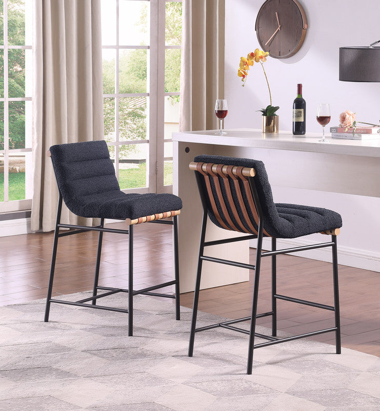 Liana 17.75"W Black Boucle Fabric Counter Height Chair