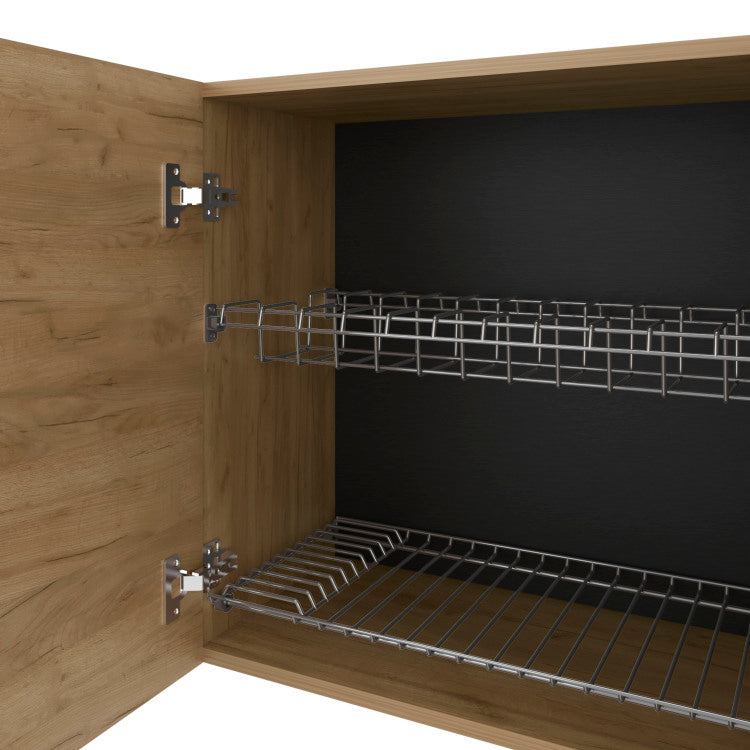 Lyman Wall Cabinet Kitchen In Melamine Wit 4 Doors , Natural Oak