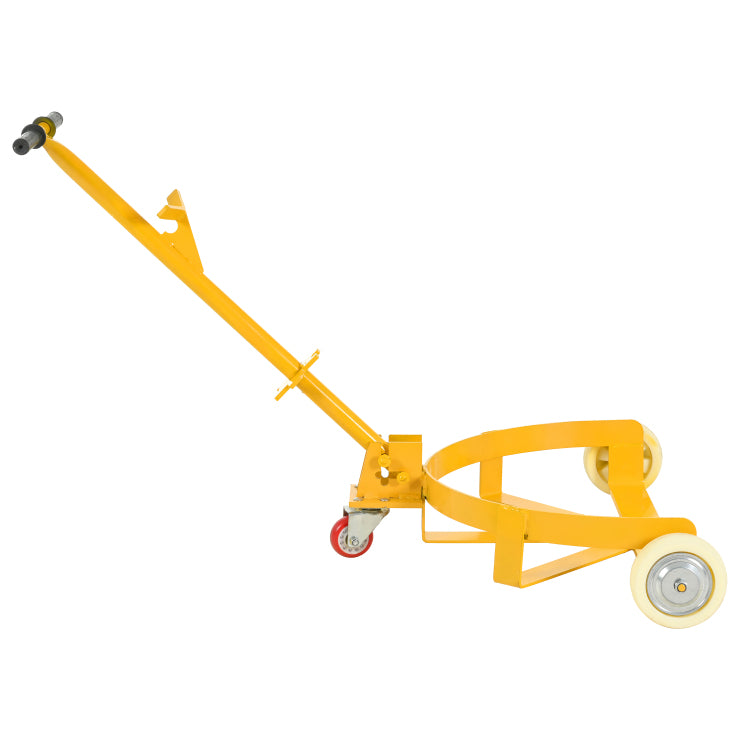 55 Gallon Drum Dolly, 1200Lbs Capacity, With 2 Fixed Pu Wheels And 1 Swivel Wheel Low Profile Steel Oil Drum Caddy Oil Barrel Drum Roller Hand Cart