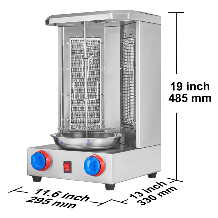 Shawarma Grill Machine, 13 Lbs Capacity, Chicken Shawarma Cooker Machine With 2 Burners, Gas Vertical Broiler Gyro Rotisserie Oven Doner Kebab Machine, For Home Restaurant Kitchen Parties