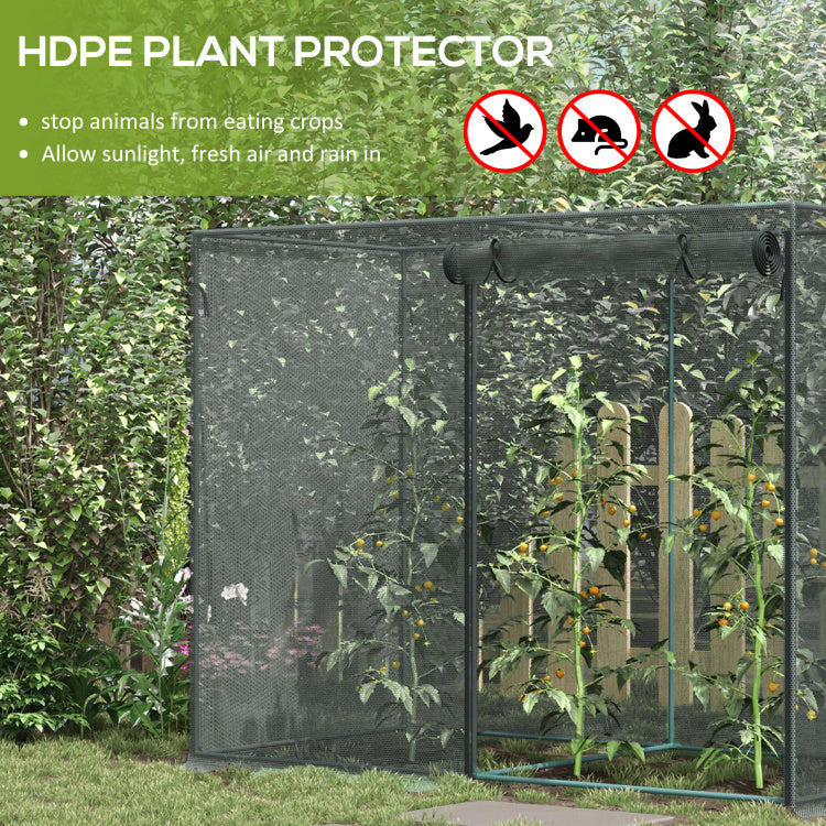 Outsunny 6' X 3' Crop Cage, Plant Protection Tent With Zippered Doors For Vegetable Garden, Backyard, Black