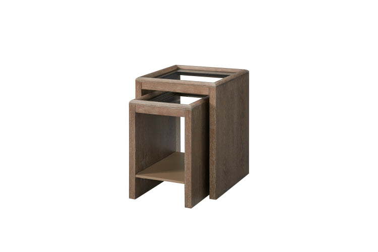 Nesting Tables With Glass Top Cocoa