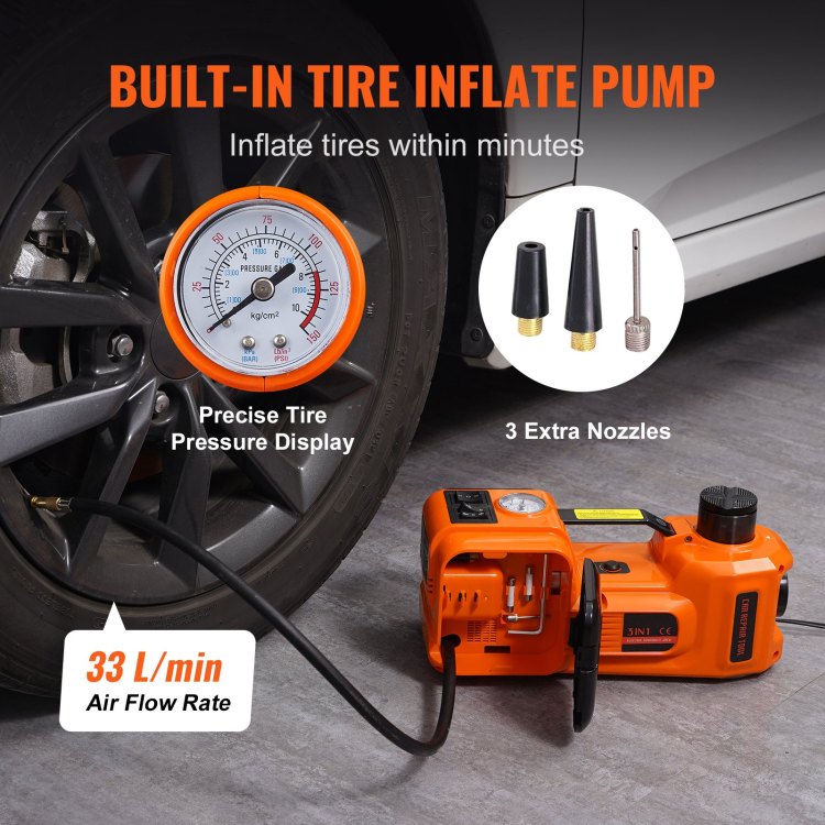 Electric Car Jack, 5 Ton 11023 Lbs Hydraulic Jack With Electric Impact Wrench, Portable Car Lift With Built In Inflatable Pump, And Led Light For Suv Mpv Sedan Truck Change Tires Garage Repair