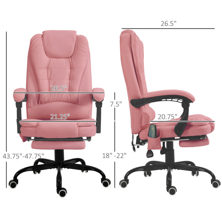 7 Point Vibrating Massage Office Chair High Back Massaging Office Desk Chair , Pink
