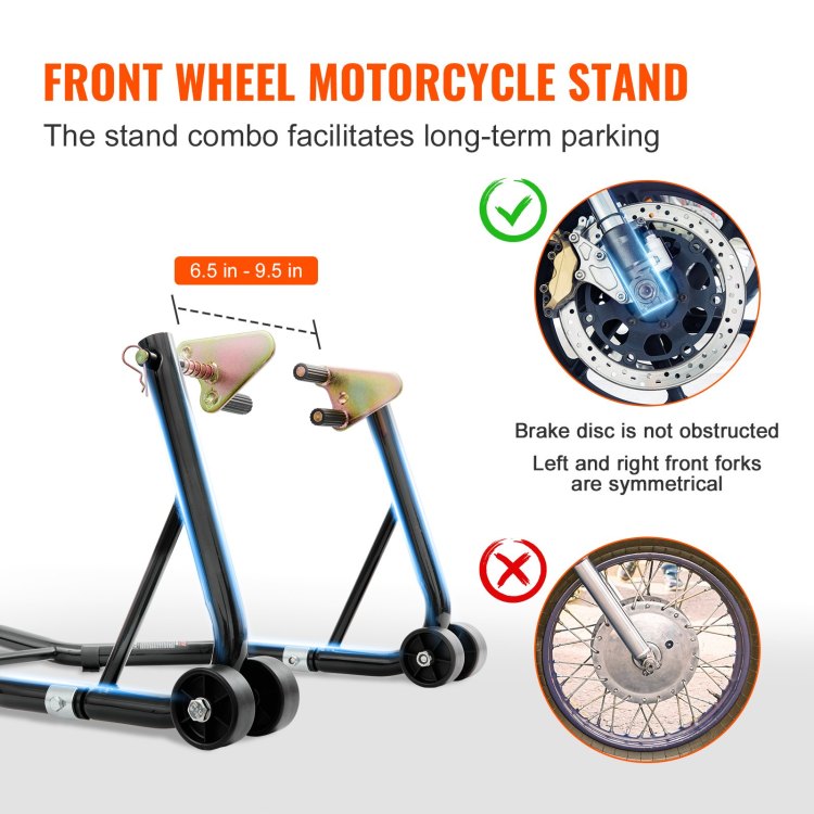 Motorcycle Stand Lift, 850Lbs Front Rear Combo Stand Lift Stand, Front And Rear Wheel Fork Stand, U L Fork Swingarm Spool, Compatible With Most Yamaha Honda Kawasaki Suzuki Motorcycles, Black