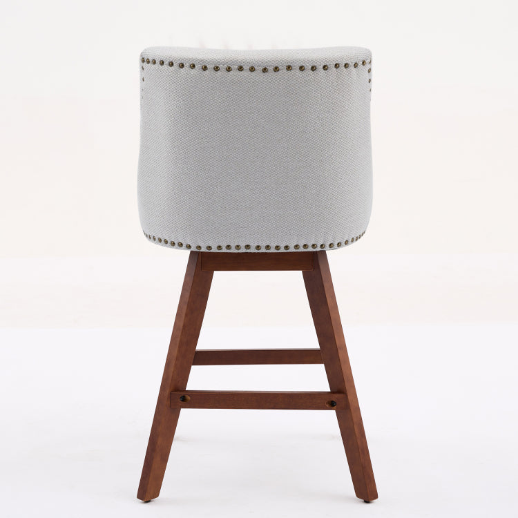 Counter Height Swivel Barstools, 26'' H Seat Height Upholstered Bar Stools Set Of 2, Fabric In Ivory