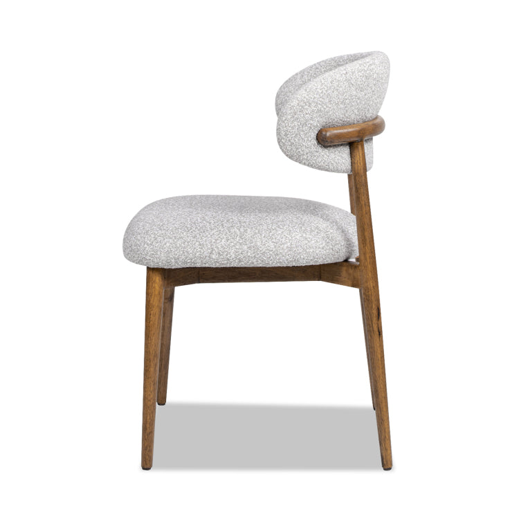 Locke 20.5" Modern Upholstered Dining Chair With Wood Frame, Salt & Pepper Boucle