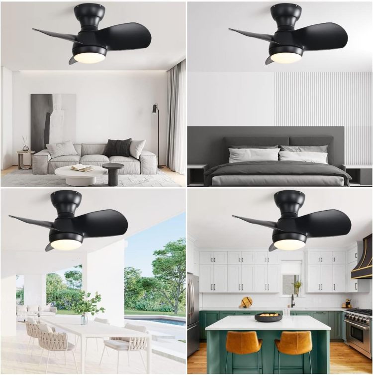 23 Inch Bedroom With 3 Abs Blades Remote Control Dc Motor Black With 18W Led Light