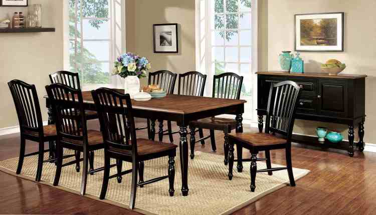 Transitional Style 2Pc Side Chair Turned Leg Design Black And Antique Oak Finish Dining Room
