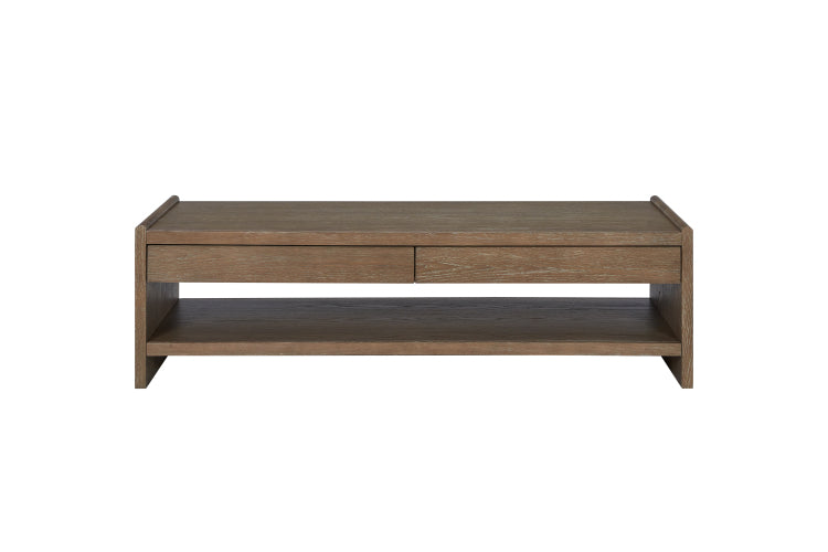Wood Top 2 Drawer Cocktail Table Cocoa