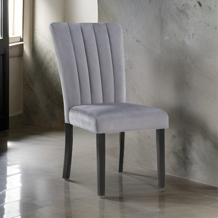 Marcus 20 Side Chair Set Of 2, Fabric Upholstery, Cushioned, Black, Gray