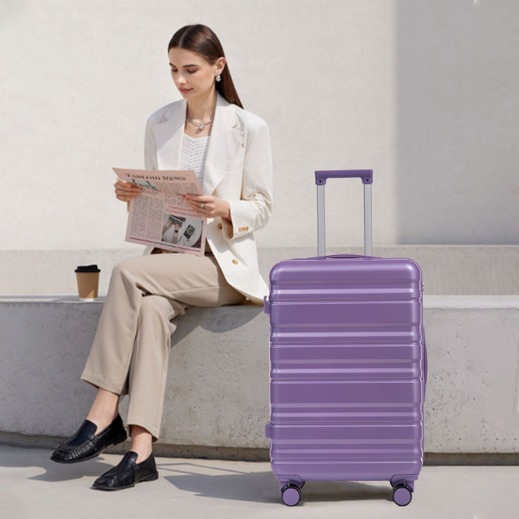 Hifine Tourist 20" 24" 28" 3 Pcs Set In Abs Spinner Wheel Luggage, Carry On Suitcase, Matching Color, Combination Lock Purple
