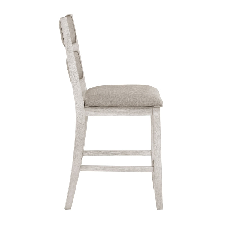 Modern Farmhouse Counter Height Chairs Set Of 2 Antique White Finish Upholstered Seat Back Dining Furniture