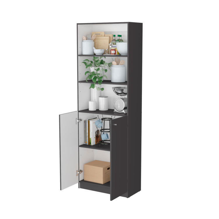 Sutton 2 Door Bookcase, Storage With Multi Level Shelves And Double Door Design