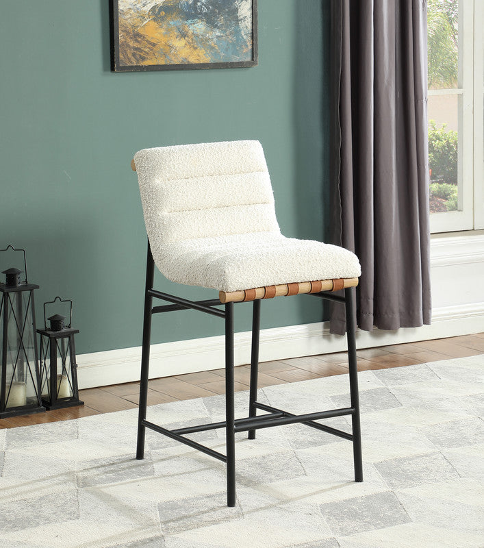Liana 17.75"W White Boucle Fabric Counter Height Chair