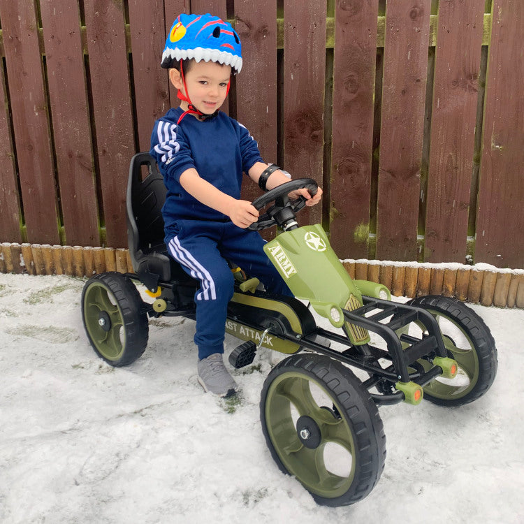 Aosom Go Kart For Kids, Pedal, Go Kart With Adjustable Seat, Eva Wheels, Forward, Backward, Ride On Car For Boys And Girls 3 6 Years Old, Green