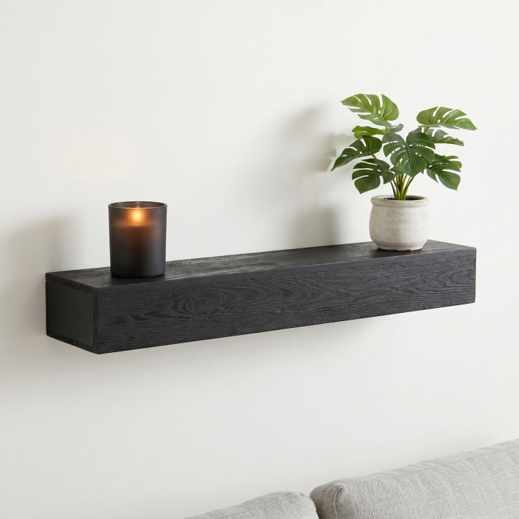 48'' Embossed Fireplace Mantel Western Red Cedar Wall Mounted & Floating Shelf For Home Decor