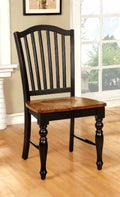 Transitional Style 2Pc Side Chair Turned Leg Design Black And Antique Oak Finish Dining Room