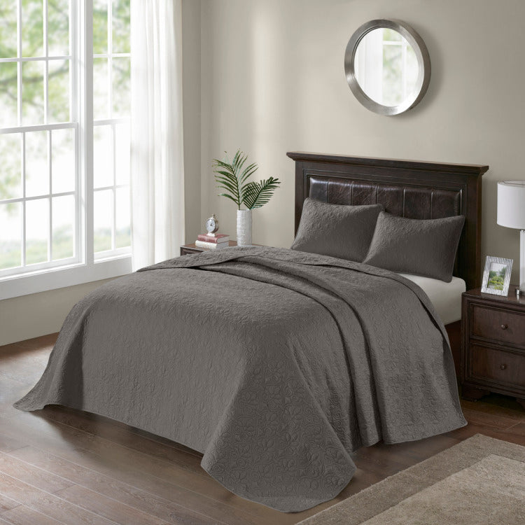 Reversible Bedspread Set Dark Grey King
