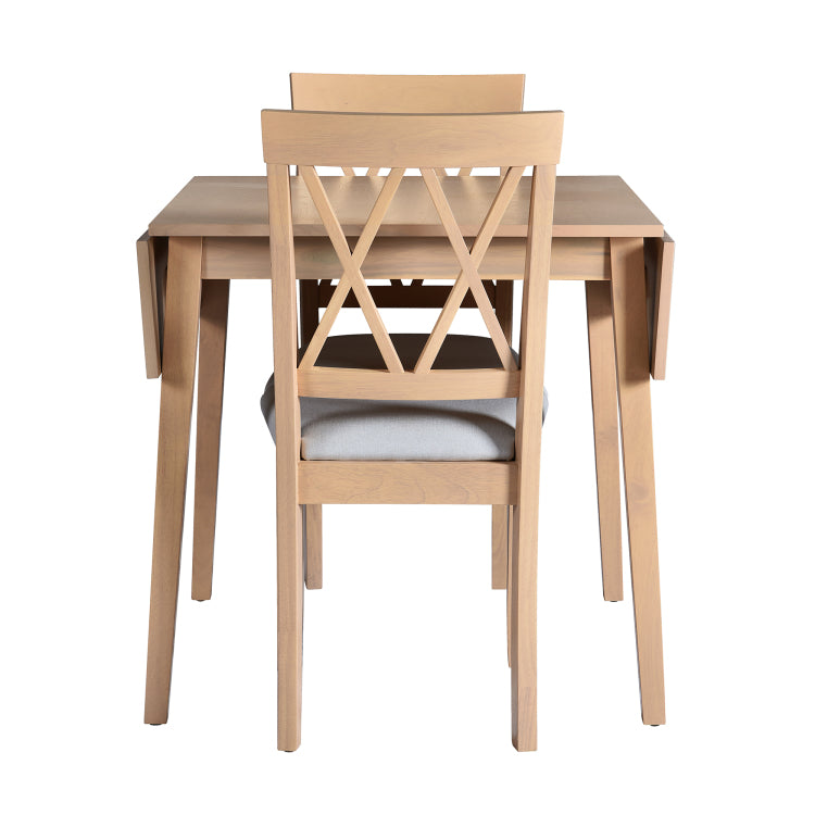 3 Piece Kitchen Dining Set With Drop Leaf Dining Table And 2 Dining Upholstered Chairs, Dining Room Set For Small Places, Natural