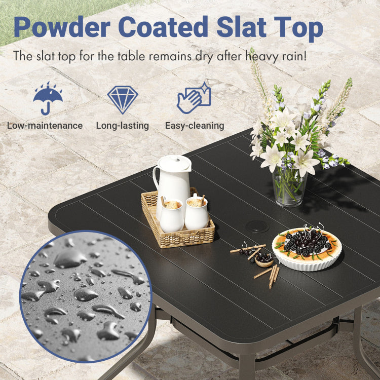 Patio Dining Table 35"X35", Square Outdoor Dining Table With 1.57" Umbrella Hole, Metal Outdoor Furniture For Patio, Graden, Backyard And Poolside, Weather Resistant