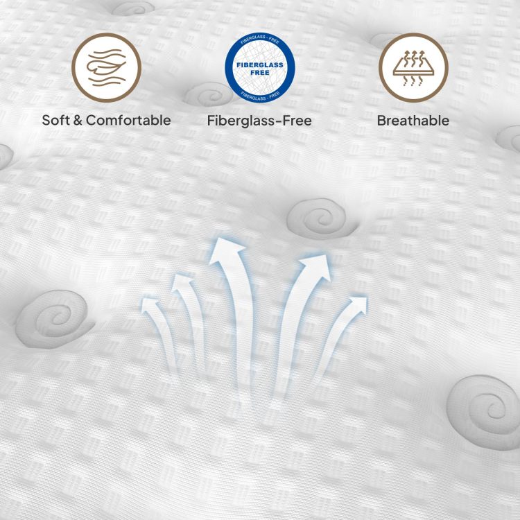 12 Inch Queen Hybrid Mattress With Independently Encased Springs & Gel Memory Foam, Medium Firm, Fiberglass Free, Certipur Us Certified, Mattress In A Box