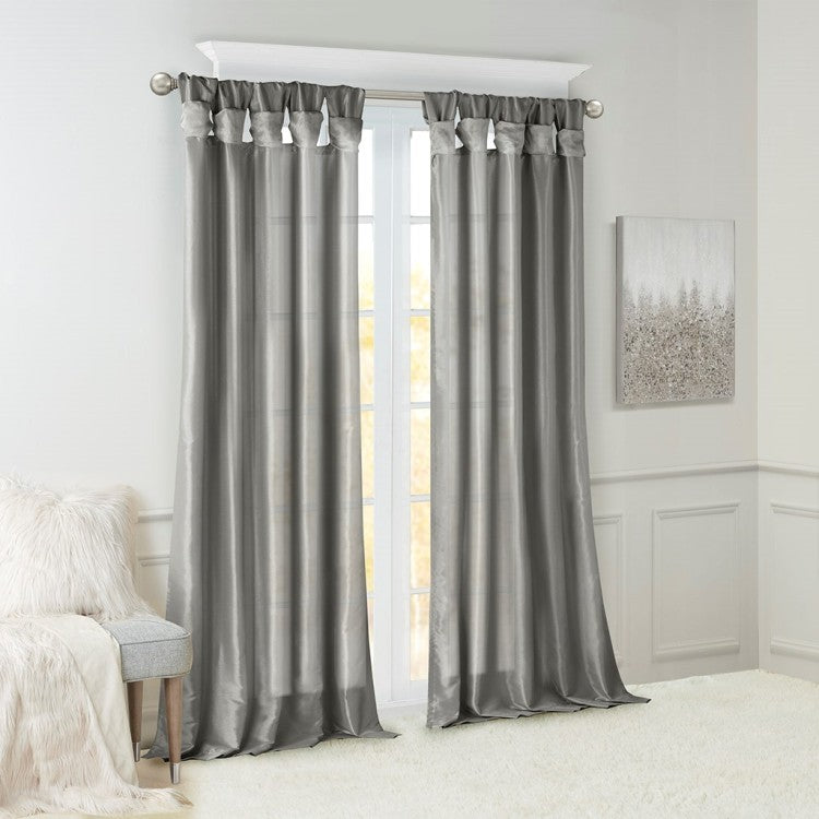 Twist Tab Lined Window Curtain Panel Charcoal 50X84"