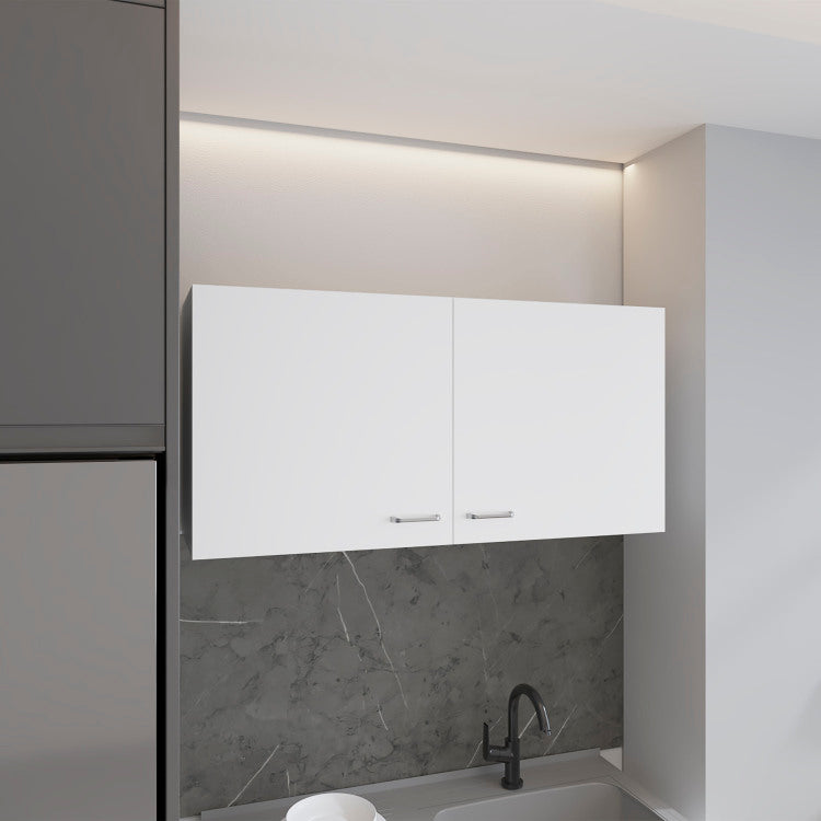 Wall Cabinet 19"H, Two Doors, Two Internal Shelves, White