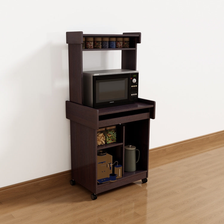 Microwave Cart Coffee Station Computer Cart On Locking Castors Hutch Gliding Shelf