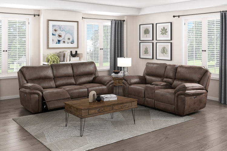 Plush Modern Design Living Room Power Reclining Sofa Brown Microfiber Upholstery Usb Port Solid Wood Frame Furniture 1Pc