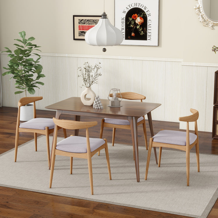 Set Of 2 Rubberwood Dining Chairs With Ergonomic Backrest & Comfort Cushions, Natural Beige Same Sku: 59296.00Fbei