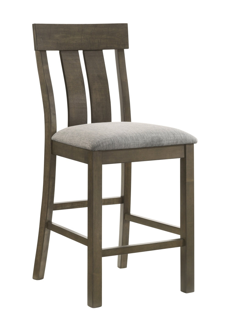 5Pc Counter Height Dining Set Beautifully Crafted Dining Table Robust Trestle Base Upholstered Chair Rich Wood Finish Natural Charm Dining Room Furniture Rustic Brown
