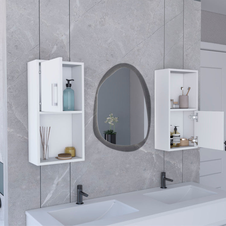 Oba 2 Pc Wall Mounted Bathroom Medicine Cabinet With Open And Closed Storage