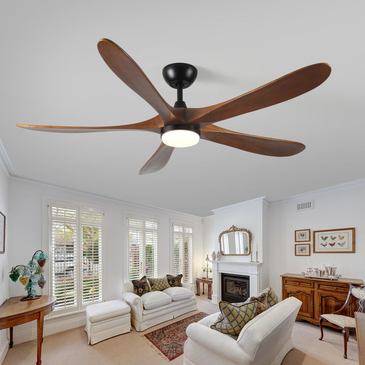 62 Inch Solid Wood With Remote Control With Light Led Modern Dc Dc Motor Indoor Outdoor 5 Blade For Patios, Bedrooms And Farmhouses