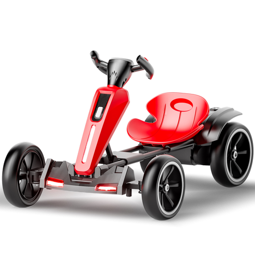 12V Electric Kids Pedal Go Kart, Folder Go Kart, Outdoor Ride On Toy With Adjustable Seat, 4 Non Slip Eva Wheels For Boys And Girls Aged 3 6 Years Old, Red