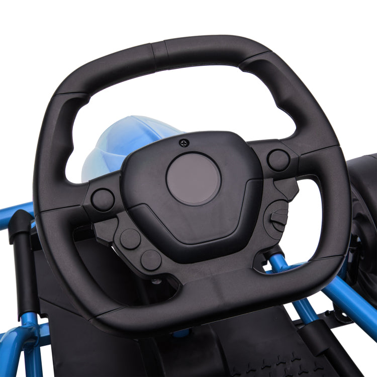 Aosom 24V 8.1 Mph Electric Go Kart, Drifting Car Battery Powered Ride On Toy Outdoor With Slow Start, Music, Horn Honking And Safety Belt, For 8 12 Years Old, Blue