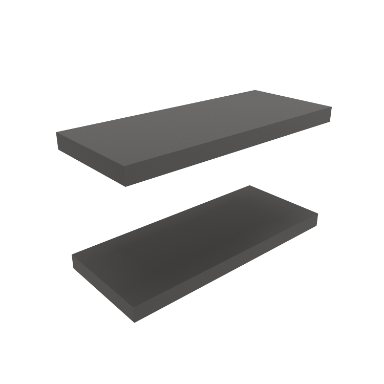 Floating Shelves 1.50" H, 2 Shelves, Matt Gray