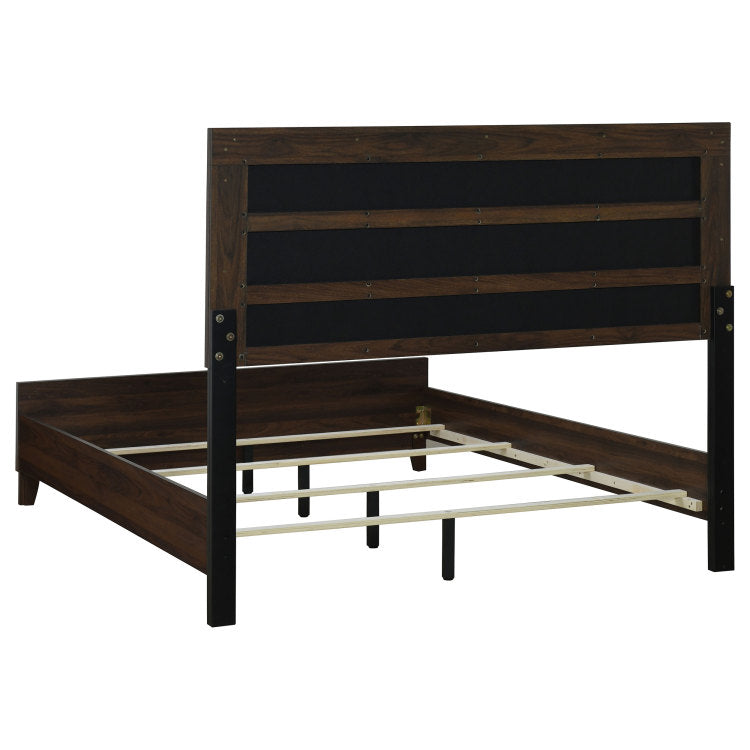 Anza Walnut Upholstered Queen Bed